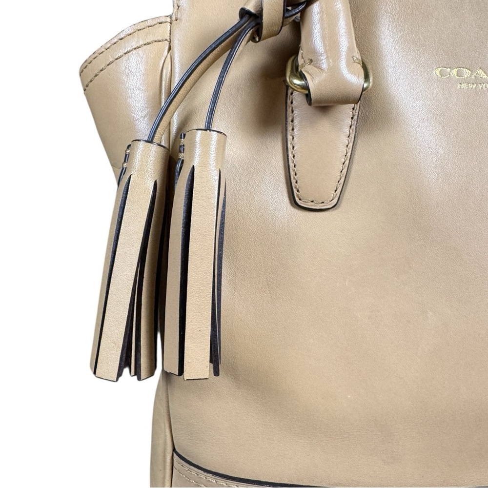 EUC Coach 2way Legacy Mini Tote Crossbody Beige Tan Leather Bag - Picture 3 of 16